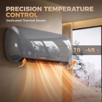 HOMCOM 2000W Ceramic Electric Heater with Fan, Adjustable Thermostat, Wall Mounted - Grey(m-6)