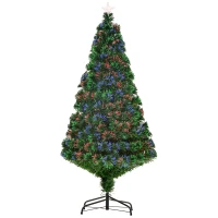 HOMCOM Árbol de Navidad 150cm Artificial Árboles de Abeto con Soporte Fibra Óptica Brillante LED Multicolor Ignífugo(m-12)