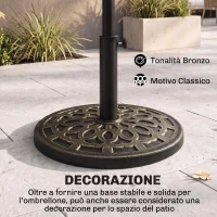 Outsunny Base Ombrellone Rotonda da Giardino in Resina Ø44 × 33cm(m-5)