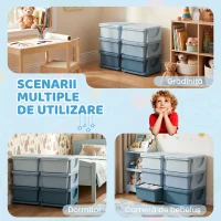 HOMCOM Comodă cu 6 Sertare pentru Copii 3-6 Ani cu Margini Rotunjite, din PP Albastru, 75x37x56.5 cm(m-5)