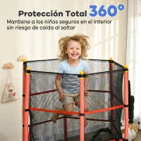 HOMCOM Trampolín para Niños de +3 Años Ø163 cm con Red de Seguridad y Marco de Acero Carga 50 kg para Interior y Exterior Rojo(m-6)