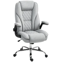 HOMCOM Fauteuil de bureau, chaise bureau ergonomique, hauteur réglable, accoudoirs relevables, 70 x 70 x 114-122 cm, gris(m-11)