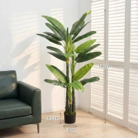 HOMCOM Arbore de Bananier Artificial, Plantă Artificială cu 18 Frunze, 180 cm, Verde(m-3)