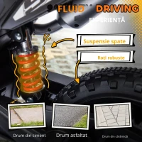 AIYAPLAY Motocicletă Electrică pentru Copii 3-8 Ani, 2 Motoare 12V, Roți Ajutătoare Detașabile, 30 kg, Galben(m-4)
