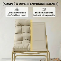 Outsunny Fauteuil à Bascule Extérieur Coussin Moelleux 125cm Large 64cm en Acier et Textilène Beige et Doré(m-6)