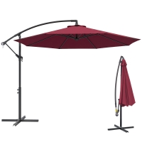 Outsunny Parasol déporté octogonal à manivelle inclinable manivelle avec Pied en Acier diamètre 3 m Rouge