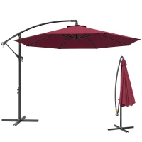 Outsunny Parasol déporté octogonal à manivelle inclinable manivelle avec Pied en Acier diamètre 3 m Rouge(m-1)