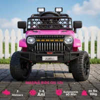 AIYAPLAY, mașină electrică 4x4 copii, telecomandă 2,4 GHz, 2 motoare 12 V, viteză reglabilă, muzică, lumini LED, negru(m-7)