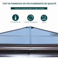 Outsunny Tonnelle pavillon de jardin imperméable 4 parois latérales anti-UV 4 moustiquaires panneaux polycarbonate alu 3L x 3l x 2,6H m chocolat beige(m-4)