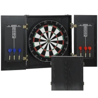 SPORTNOW Cible de Fléchettes en Sisal avec Cabinet, 6 Fléchettes Pointe Acier et 2 Tableaux de Score, 100x55x9cm, Noir(m-13)