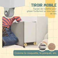 AIYAPLAY Bibliothèque pour enfants Multi-Rangement avec 3 niveaux d'étagères et un tiroir, 62,5L x 30l x 70H cm, gris et blanc(m-6)