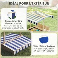Outsunny Bac à sable carré en bois pour enfants dim. 106L x 106l cm avec bancs et couvercle - auvent réglable(m-5)