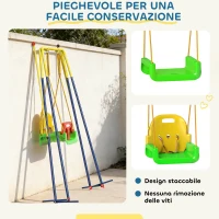 AIYAPLAY Altalena da Giardino per Bambini Regolabile con Schienale e Barriera, in Acciaio e PP, 128x155x157 cm, Verde(m-8)