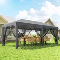 Outsunny Tonnelle Barnum Pliant Pop-up 6 x 3 m moustiquaires amovibles + Sac de Transport Gris(m-2)
