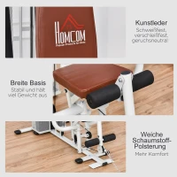 HOMCOM Kraftstation Fitnessstation Fitnessgerät Multifunktion Krafttraining Multistation Trainingsstation mit Latzug Butterflystange 45kg Gewichten Seil, Fitnessgeräte für Zuhause Weiß(m-7)