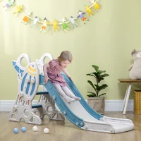 AIYAPLAY Tobogán Infantil para Niños de 18-36 Meses con 3 Escalones Antideslizantes para Interior Exterior 157x46,5x80 cm Gris(m-10)