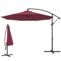 Outsunny Parasol déporté octogonal à manivelle inclinable manivelle avec Pied en Acier diamètre 3 m Rouge(m-11)
