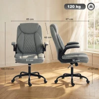 HOMCOM Linen-Look Computer Desk Chair, Executive Office Chair with Flip-Up Armrests and Thick Cushion, Grey(m-3)
