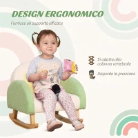 HOMCOM Poltrona per Bambini 18-36 Mesi con Braccioli e Imbottitura Spessa in Sherpa e Legno di Eucalipto, Verde(m-6)