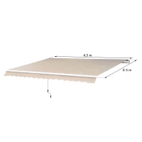 Outsunny Gelenkarmmarkise Markise 4,5 x 3m Verstellbare Terrassenmarkise Sonnenschutz mit Alu-Rahmen & Handkurbel Balkonmarkise für Balkon, Terrasse Beige(m-7)