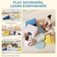 AIYAPLAY 8-Piece Foam Play Blocks for Kids, Soft Motor Skill Blocks with Washable Velvet Covers, Indoor Climbing Set, Multicolor(m-8)