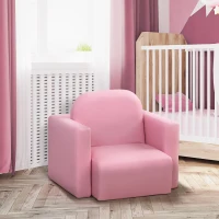 HOMCOM 2 In 1 Toddler Sofa Chair,  48 x 44 x 41 cm, for Game Relax Playroom, Pink(m-10)