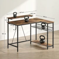 HOMCOM Reversible 'L' LED Light Gaming/Work Desk - Rustic Brown(m-3)