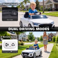 AIYAPLAY Audi Q8 etron Sportback Licensed Ride on Car with Remote Control, Four-Wheel Suspension, Soft Start for Ages 3-4, White(m-5)