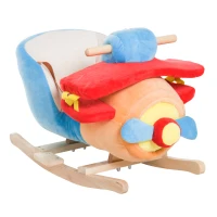 HOMCOM Caballo Balancín para Niños de +18 Meses Avión de Peluche con Música y Cinturón Seguridad Caballito Infantil 60x33x45 cm Multicolor(m-10)