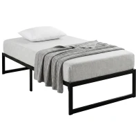 HOMCOM 3ft Single Bed Frame with Underbed Storage and Steel Slat Support, 32.5 cm Height, Noise-Free, Black(m-15)