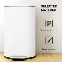 HOMCOM 30 L Modern Curved Kitchen Bin - White(m-6)