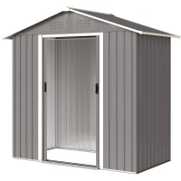 Outsunny 6.5 x 3.5ft Metal Garden Storage Shed - Light Grey(m-21)