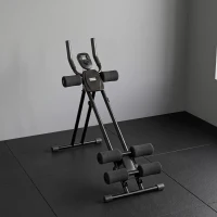 SPORTNOW Aparato de Abdominales Plegable con Pantalla LCD, Doble Riel, Espuma PVC, Marco de Acero, 92x41x83cm, Negro(m-2)