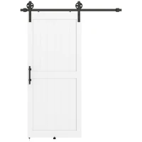 HOMCOM 183cm Sliding Barn Door Kit, Sliding Door with Track, Hardware, Upgraded Rollers and Floor Guide, Handle, White(m-1)
