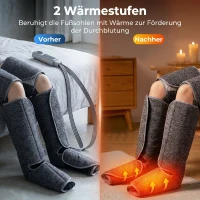 HOMCOM Masajeador de Piernas con Calor y Compresión 3 Modos Automáticos y 3 Intensidades Gris(m-5)
