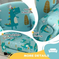 AIYAPLAY 2 Piece Kids Sofa Set with Dinosaur Design, Wooden Frame, for 1.5-3 Years Old, Blue(m-6)
