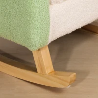 HOMCOM Schommelstoel voor Peuters in Schattig Ontwerp, Schapenwol-Imitatie, Eucalyptushout Groen + Geel Beige(m-9)