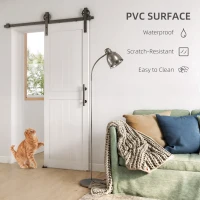 HOMCOM 152.4cm Sliding Barn Door Kit, Sliding Door with Track, Hardware, Upgraded Rollers and Floor Guide, Handle, White(m-4)