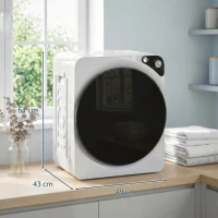 HOMCOM 5kg Vented Tumble Dryer, 1000W Compact Tumble Dryer with 5 Drying Modes, Stainless Steel Tub, White(m-3)