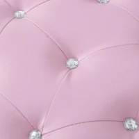 HOMCOM Set Poltrona per Bambini con Poggiapiedi e Bottoni Brillanti, Struttura in Legno con Imbottitura, Rivestimento plastica Rosa(m-8)