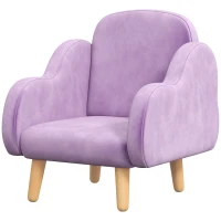 ZONEKIZ Kids Armchair Toddler Sofa Children Chair with Arm Rest, Wooden Frame, Velvet, PP Legs, Cloud Shape, for Ages 1.5-3 Years - Purple(m-10)