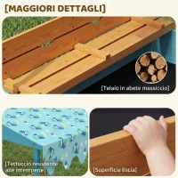 AIYAPLAY Sabbiera per Bambini 3-6 Anni con Tettuccio Dinosauri, Sedute Pieghevoli, Coperchio e Fodera Inclusa, Sabbionaia per Bambini in Legno di Abete, 134.5x127.5x130 cm, Blu(m-6)