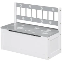 ZONEKIZ 2 In 1 Kids Storage Bench, Toy Box w/ Safety Rod - Grey(m-11)
