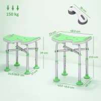 HOMCOM 39-51.5cm 'U' Seat Padded Shower Stool - Green(m-3)