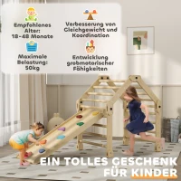 AIYAPLAY 3-in-1 Klimrek, opvouwbaar, Ladder & Glijbaan/Klimmuur, Hout, voor Kinderen van 1,5-4 Jaar(m-9)