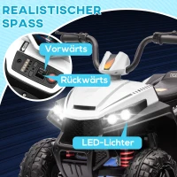 AIYAPLAY Elektrische Kinderquad, Licht & Muziek, Ophanging, 5 km/u, 50 Min. Rijtijd, voor 3-5 Jaar, Wit(m-5)