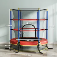 HOMCOM Kids Trampoline, with Safety Net, for Ages 3-10 Years(m-3)