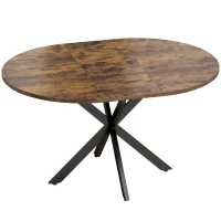HOMCOM Uitschuifbare eettafel voor 4-6 personen, industriële keukentafel met stalen X-poten, rustiek bruin(m-1)