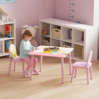 AIYAPLAY Table enfant avec chaise, ensemble table et 2 chaises en bois pour dessiner, jouer, étudier, rose(m-10)