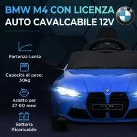 AIYAPLAY Macchina Elettrica per Bambini a Licenza BMW M4 con Telecomando, Clacson e Fari, 108x69.5x51 cm, Blu(m-4)